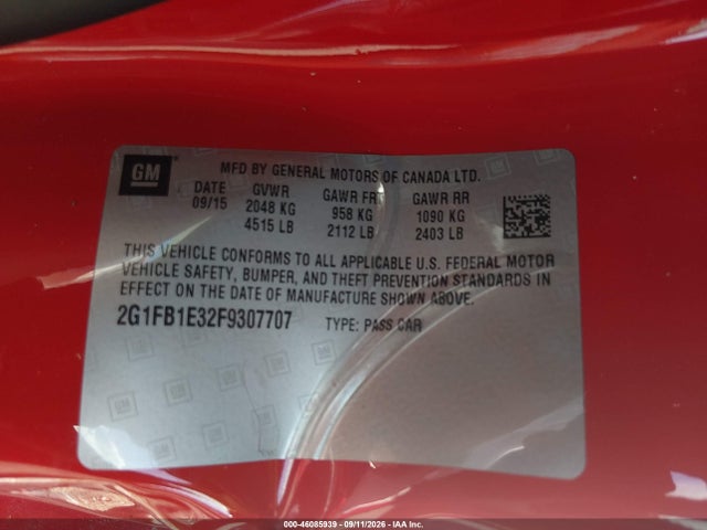 Продаж на аукціоні авто 2015 Chevrolet Camaro 2ls, vin: 2G1FB1E32F9307707, номер лоту: 46085939