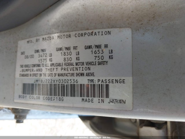 Продаж на аукціоні авто 2000 Mazda Protege Dx/lx, vin: JM1BJ222XY0302536, номер лоту: 46085942