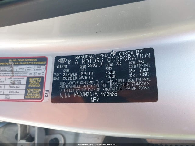 Продаж на аукціоні авто 2018 Kia Soul, vin: KNDJN2A28J7613686, номер лоту: 46085968