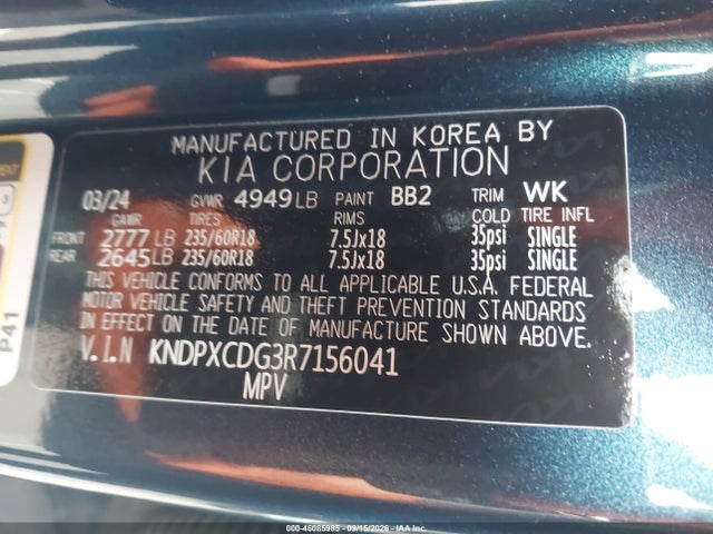 Auction sale of the 2024 Kia Sportage Hybrid Sx-prestige, vin: KNDPXCDG3R7156041, lot number: 46085985