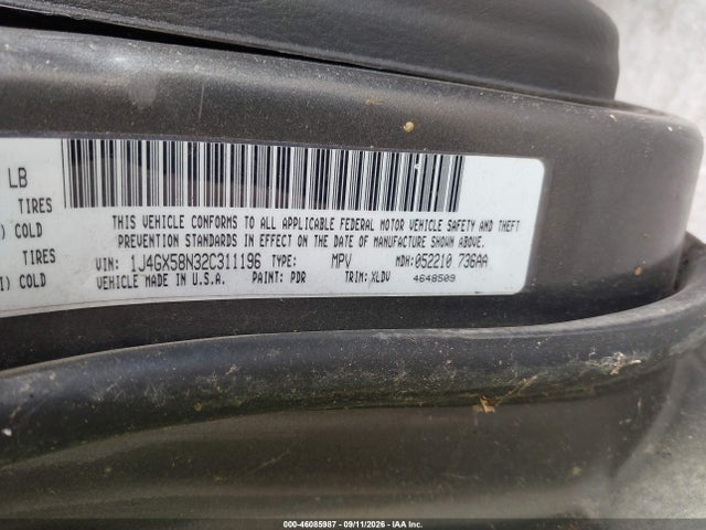 Продаж на аукціоні авто 2002 Jeep Grand Cherokee Limited, vin: 1J4GX58N32C311196, номер лоту: 46085987