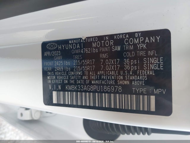 Продажа на аукционе авто 2023 Hyundai Kona Electric Sel, vin: KM8K33AG8PU186978, номер лота: 46086019