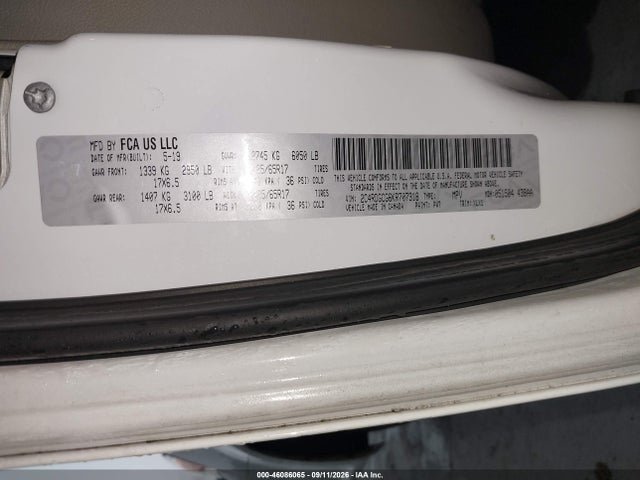 Aukcja sprzedaży 2019 Dodge Grand Caravan Sxt, vin: 2C4RDGCG6KR707318, numer aukcji: 46086065