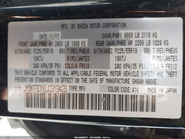 Продаж на аукціоні авто 2018 Mazda Cx-5 Grand Touring, vin: JM3KFBDM8J0319428, номер лоту: 46086071