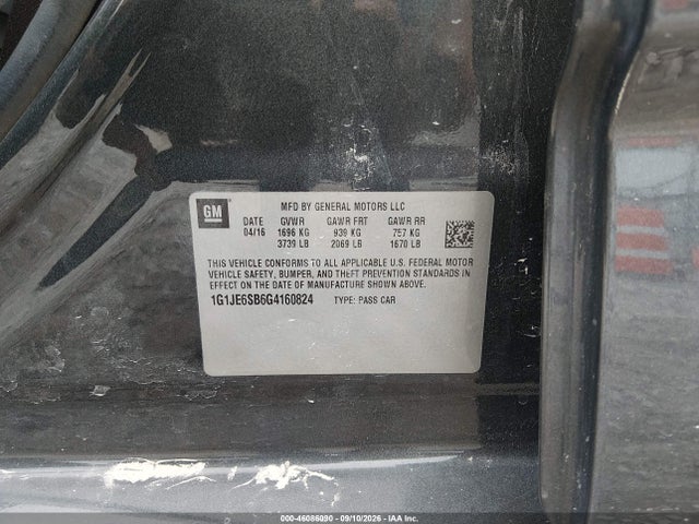Chevrolet Sonic Ltz Auto 2016 1G1JE6SB6G4160824 Image 9