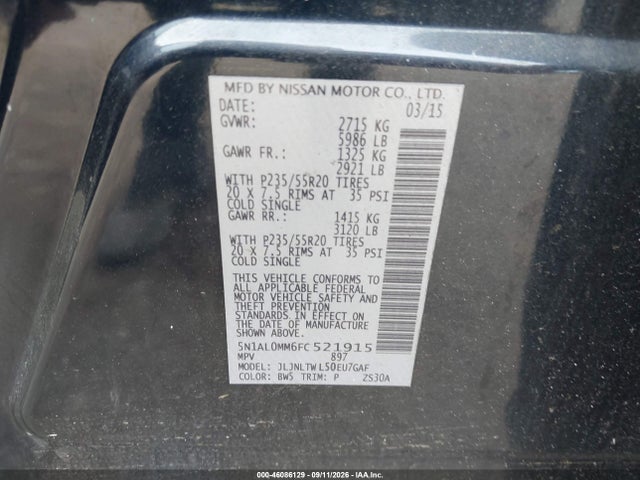 Infiniti QX60 2015 5N1AL0MM6FC521915 Image 9