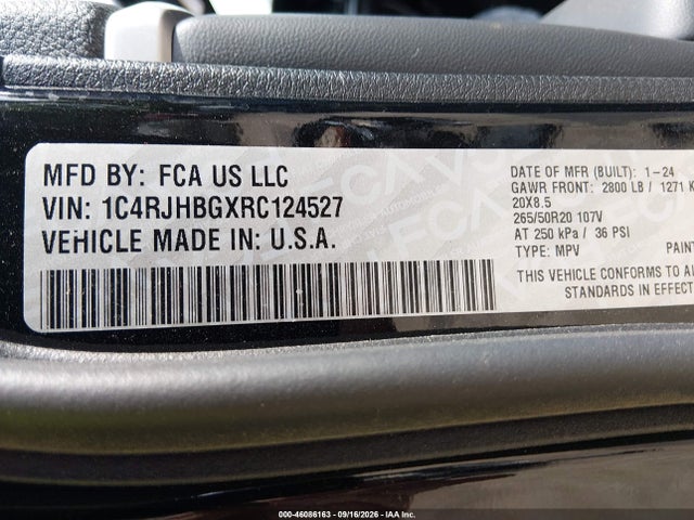 Aukcja sprzedaży 2024 Jeep Grand Cherokee Limited 4x4, vin: 1C4RJHBGXRC124527, numer aukcji: 46086163
