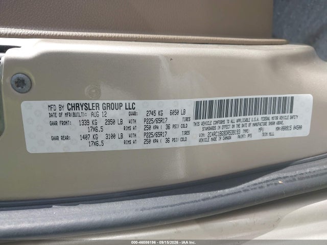 46086196 :رقم المزاد ، 2C4RC1BG9DR539193 vin ، 2013 Chrysler Town & Country Touring مزاد بيع