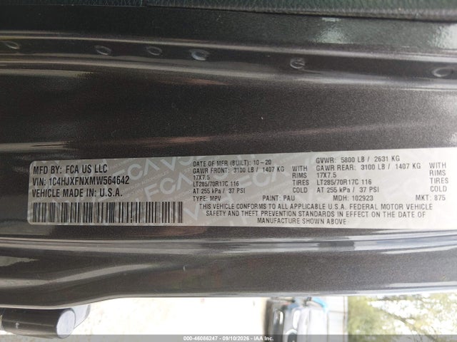 Продаж на аукціоні авто 2021 Jeep Wrangler Unlimited Rubicon 4x4, vin: 1C4HJXFNXMW564642, номер лоту: 46086247