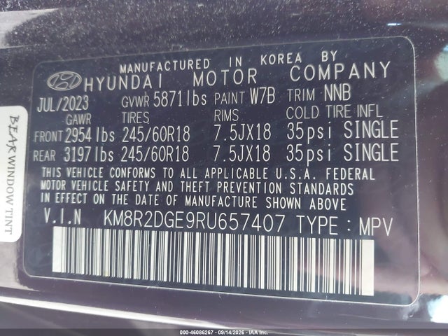 Продажа на аукционе авто 2024 Hyundai Palisade Sel, vin: KM8R2DGE9RU657407, номер лота: 46086267