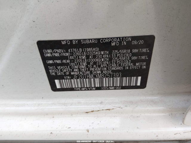 Продаж на аукціоні авто 2021 Subaru Crosstrek Limited, vin: JF2GTHMCXM8257393, номер лоту: 46086295