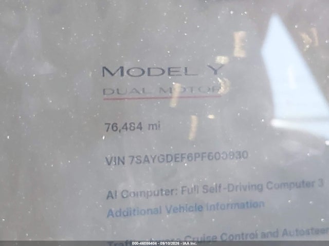 Aukcja sprzedaży 2023 Tesla Model Y Performance Dual Motor All-wheel Drive, vin: 7SAYGDEF6PF600930, numer aukcji: 46086404