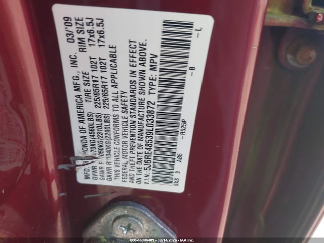 Aukcja sprzedaży 2009 Honda Cr-v Ex, vin: 5J6RE48539L033872, numer aukcji: 46086409