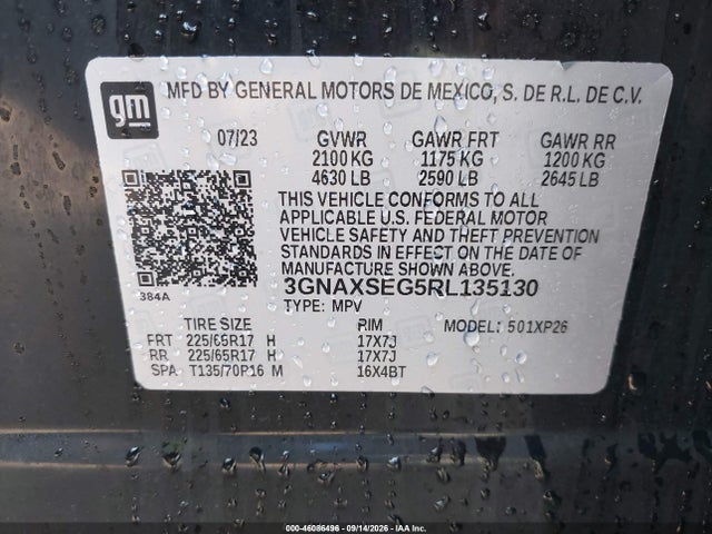 Aukcja sprzedaży 2024 Chevrolet Equinox Awd Ls, vin: 3GNAXSEG5RL135130, numer aukcji: 46086496
