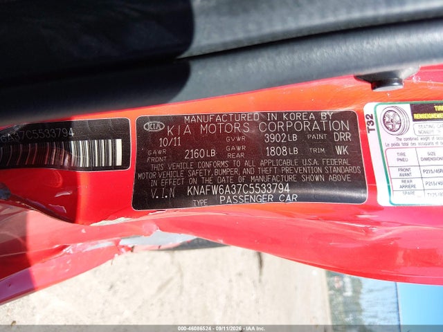 Продаж на аукціоні авто 2012 Kia Forte Koup Sx, vin: KNAFW6A37C5533794, номер лоту: 46086524