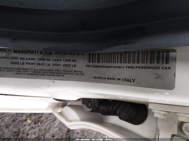 Aukcja sprzedaży 2017 Maserati Quattroporte S Q4, vin: ZAM56RRA5H1219011, numer aukcji: 46086622