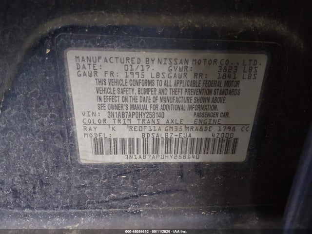 Nissan SENTRA S 2017 3N1AB7AP0HY258140 Image 9