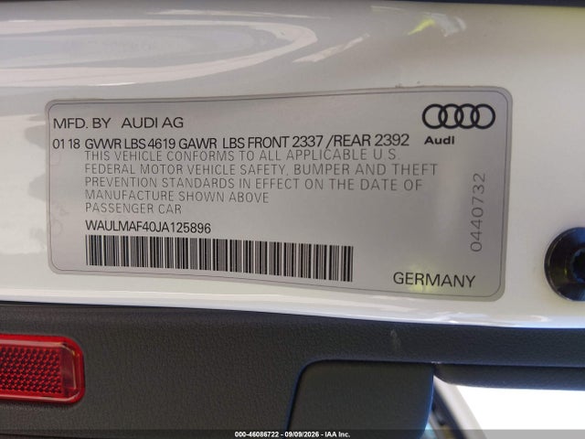 Продаж на аукціоні авто 2018 Audi A4 2.0t Tech Ultra Premium/2.0t Ultra Premium, vin: WAULMAF40JA125896, номер лоту: 46086722