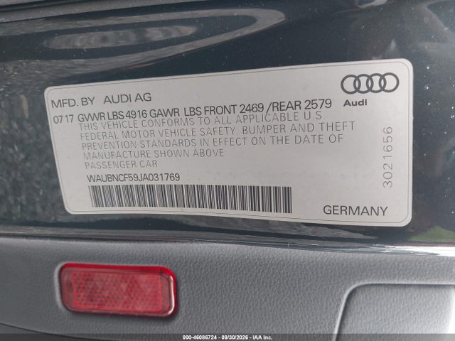 46086724 :رقم المزاد ، WAUBNCF59JA031769 vin ، 2018 Audi A5 Sportback Premium Plus مزاد بيع
