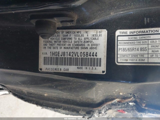 Продажа на аукционе авто 1997 Honda Civic Ex, vin: 1HGEJ8142VL058444, номер лота: 46086842