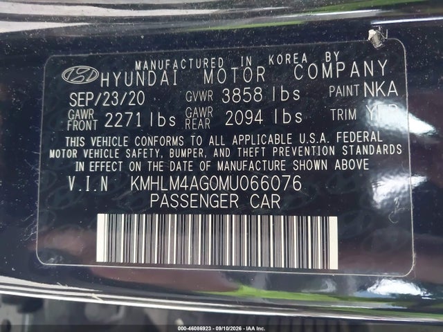 Aukcja sprzedaży 2021 Hyundai Elantra Sel, vin: KMHLM4AG0MU066076, numer aukcji: 46086923