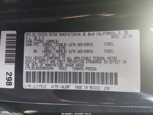 3TMLB5JN2SM093294 Toyota Tacoma Trd Sport
