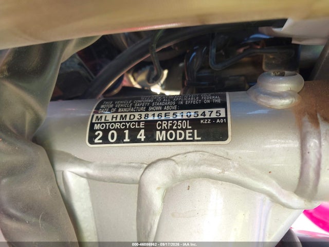 Продаж на аукціоні авто 2014 Honda Crf250 L, vin: MLHMD3816E5105475, номер лоту: 46086962