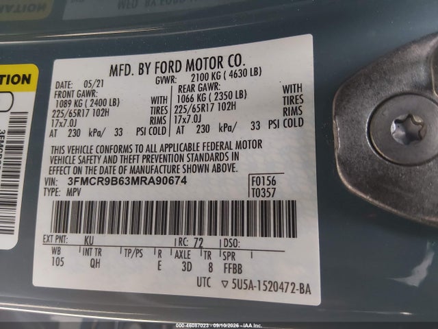 Ford Bronco Sport Big Bend 2021 3FMCR9B63MRA90674 Image 9