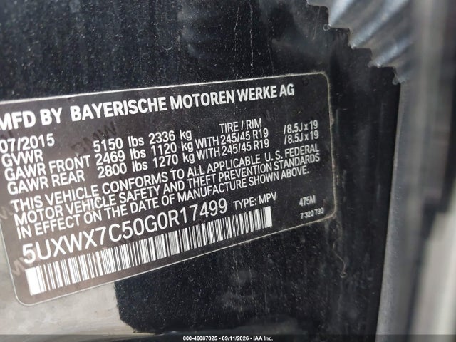 Продажа на аукционе авто 2016 Bmw X3 Xdrive35i, vin: 5UXWX7C50G0R17499, номер лота: 46087025
