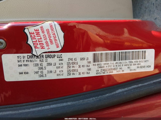 Продаж на аукціоні авто 2013 Dodge Grand Caravan Sxt, vin: 2C4RDGCG0DR548637, номер лоту: 46087026