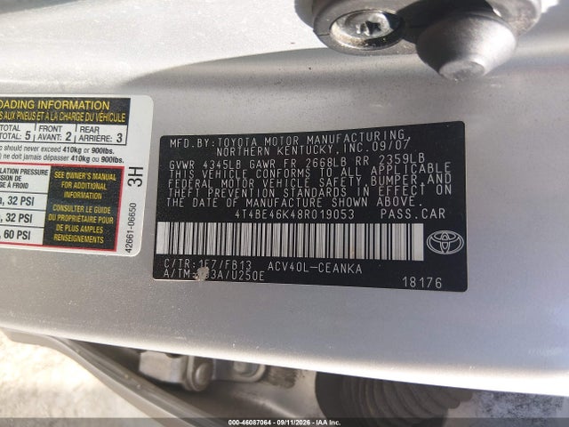 Продажа на аукционе авто 2008 Toyota Camry, vin: 4T4BE46K48R019053, номер лота: 46087064