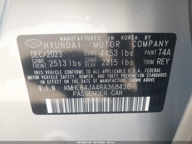 Продаж на аукціоні авто 2024 Hyundai Sonata Sel, vin: KMHL64JA4RA368436, номер лоту: 46087100