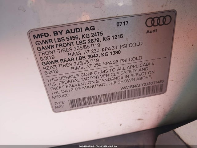 Продажа на аукционе авто 2018 Audi Q5 2.0t Premium/2.0t Tech Premium, vin: WA1BNAFY0J2031486, номер лота: 46087105