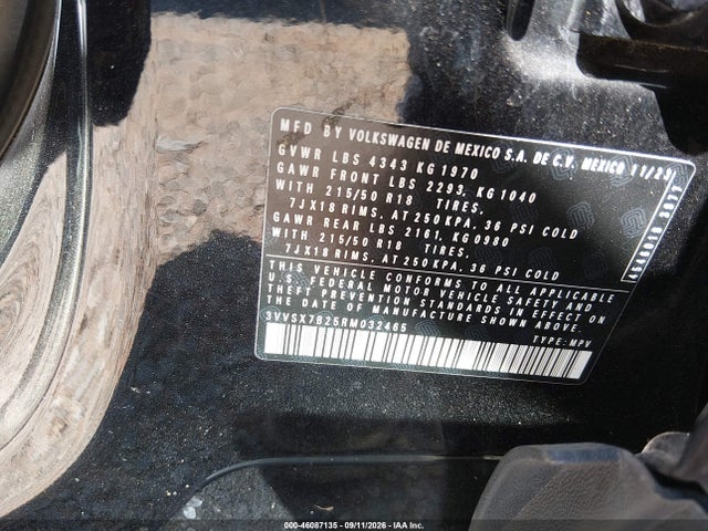 Aukcja sprzedaży 2024 Volkswagen Taos 1.5t Se, vin: 3VVSX7B25RM032465, numer aukcji: 46087135