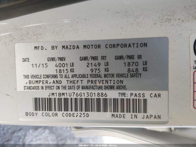 Продаж на аукціоні авто 2016 Mazda Mazda3 I Sport, vin: JM1BM1U76G1301886, номер лоту: 46087170