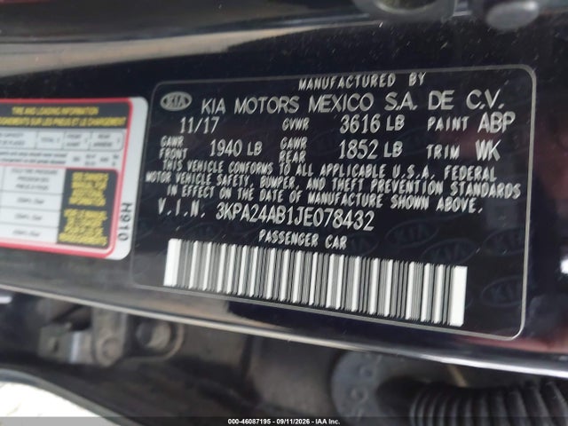 Aukcja sprzedaży 2018 Kia Rio S, vin: 3KPA24AB1JE078432, numer aukcji: 46087195