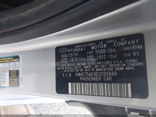 2014 Hyundai Accent Gs მანქანა იყიდება აუქციონზე, vin: KMHCT5AE8EU193649, აუქციონის ნომერი: 46087264