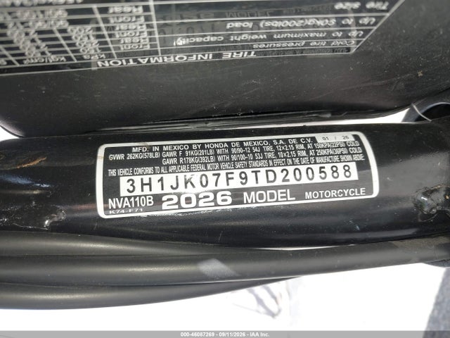 Honda NVA110 B 2026 3H1JK07F9TD200588 Image 10
