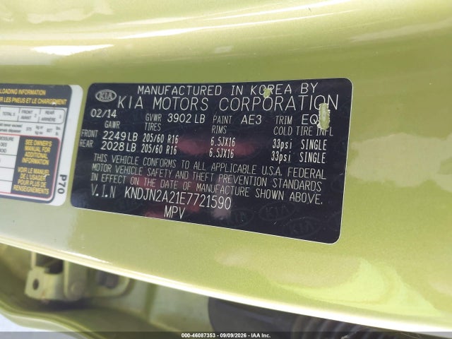 KIA Soul 2014 KNDJN2A21E7721590 Image 9