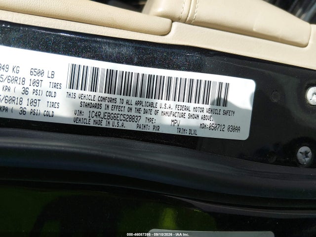 Продажа на аукционе авто 2014 Jeep Grand Cherokee Limited, vin: 1C4RJEBG6EC528837, номер лота: 46087395