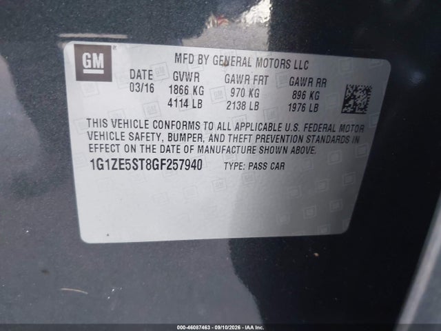 Продажа на аукционе авто 2016 Chevrolet Malibu 1lt, vin: 1G1ZE5ST8GF257940, номер лота: 46087463