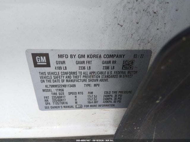 KL79MMS22NB113409 Chevrolet Trailblazer Fwd Ls
