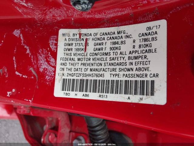 Aukcja sprzedaży 2017 Honda Civic Lx, vin: 2HGFC2F55HH576045, numer aukcji: 46087529