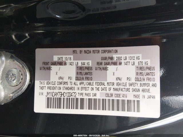 Продаж на аукціоні авто 2017 Mazda Mx-5 Miata Rf Grand Touring, vin: JM1NDAM79H0100472, номер лоту: 46087554