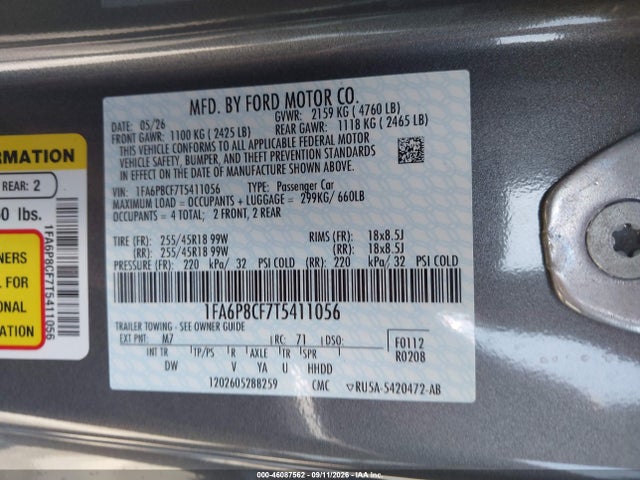 Ford Mustang Gt Fastback 2026 1FA6P8CF7T5411056 Image 9