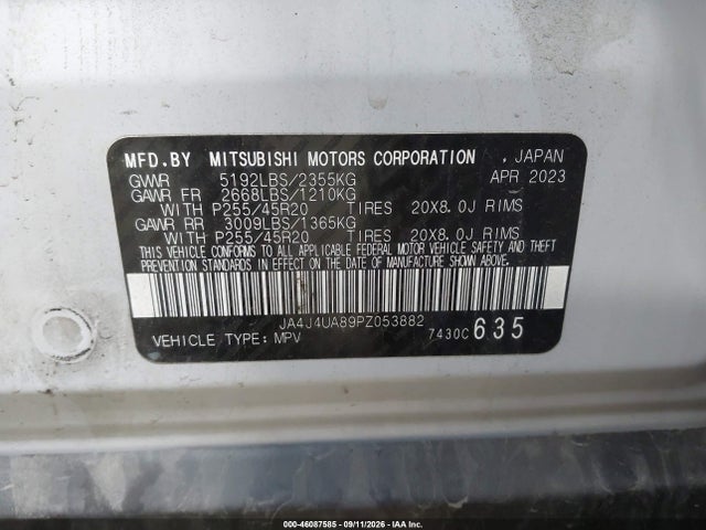 Auction sale of the 2023 Mitsubishi Outlander Ralliart S-awc/se 2.5 S-awc/se Black Edition S-awc/se Special Editiont S-awc, vin: JA4J4UA89PZ053882, lot number: 46087585
