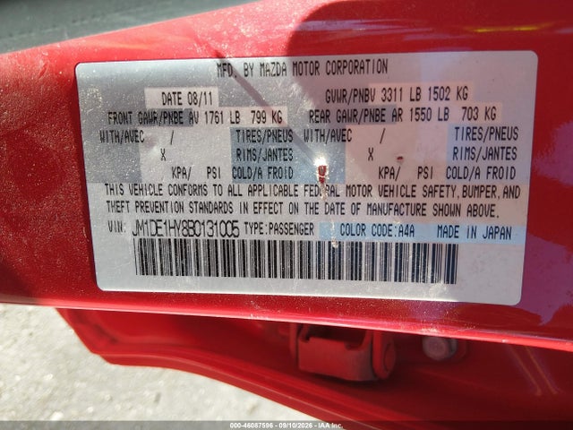 Aukcja sprzedaży 2011 Mazda Mazda2 Touring, vin: JM1DE1HY8B0131005, numer aukcji: 46087596