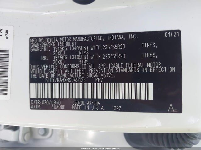 Toyota Highlander Limited 2021 5TDYZRAHXMS049128 Image 9
