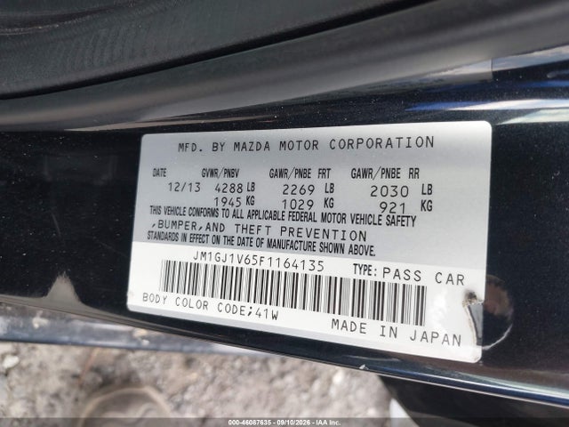 Aukcja sprzedaży 2015 Mazda Mazda6 I Touring, vin: JM1GJ1V65F1164135, numer aukcji: 46087635