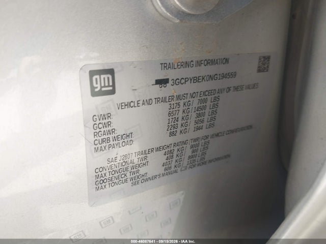 Продаж на аукціоні авто 2022 Chevrolet Silverado 1500 Ltd 4wd  Short Bed Custom, vin: 3GCPYBEK0NG194559, номер лоту: 46087641